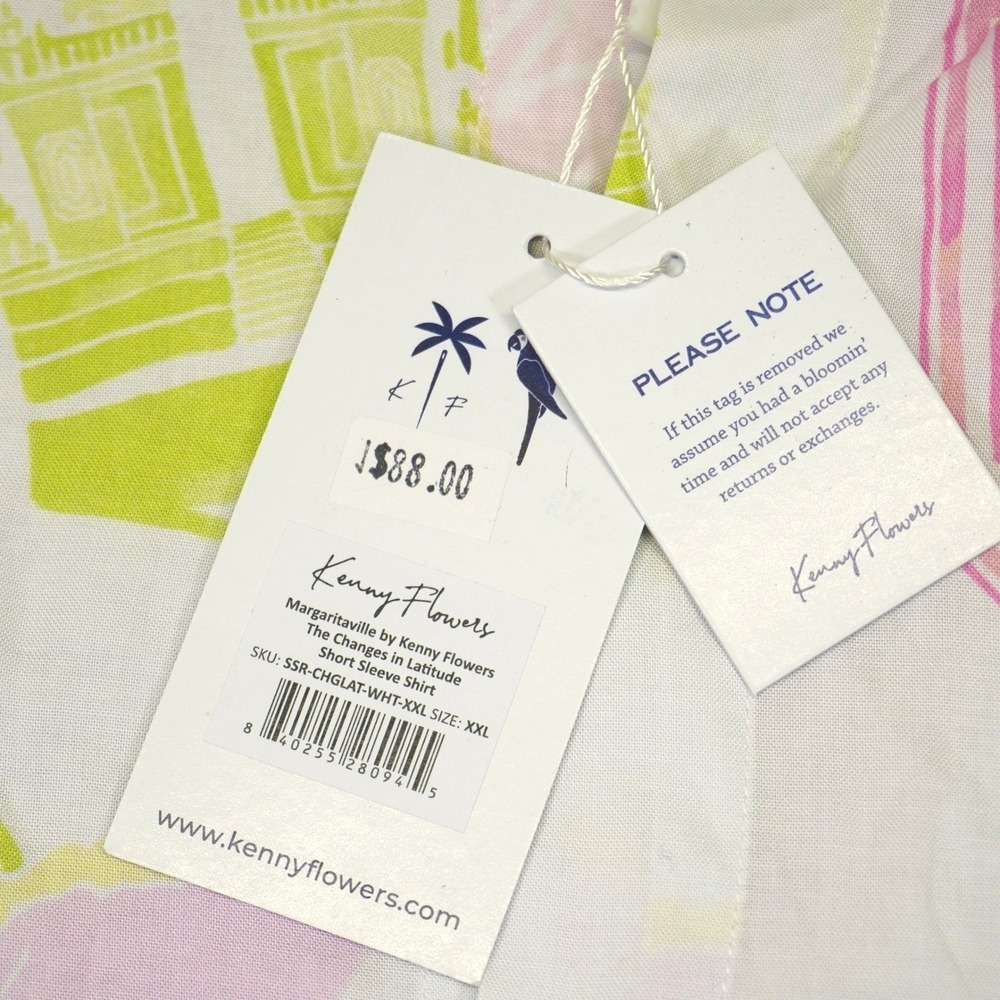 NEW Margaritaville Kenny Flowers Shirt Mens XXL White Changes In Latitude Rayon - Picture 3 of 10